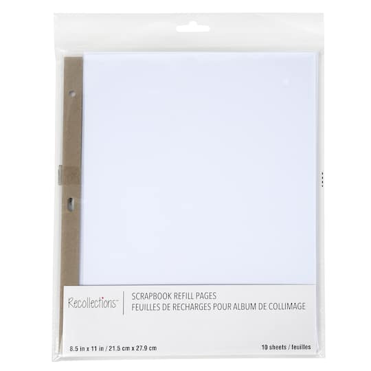 12 Packs: 10 ct. (120 total) 8.5&#x22; x 11&#x22; White Scrapbook Refill Pages by Recollections&#x2122;